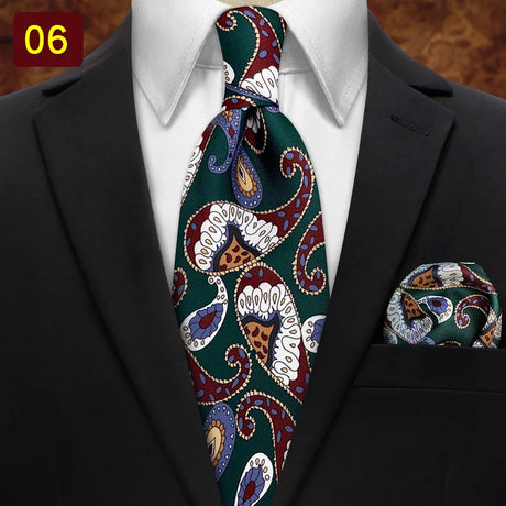 MUGIVALA 9CM Retro business banquet suit paisley vintage pattern tie pocket square set