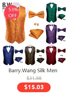 Barry.Wang Novelty Silk Men Tie Handkerchief Cufflinks Set Jacquard Animal Dinosaur Bat Gravat Necktie For Male Wedding Business