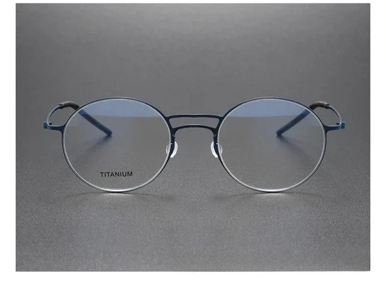 Handmade Round Titanium Glasses Frames 5518 Retro Men Double Beam Round No Screw Eyeglasses Denmark Brand Lightweight Women
