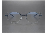 Handmade Round Titanium Glasses Frames 5518 Retro Men Double Beam Round No Screw Eyeglasses Denmark Brand Lightweight Women