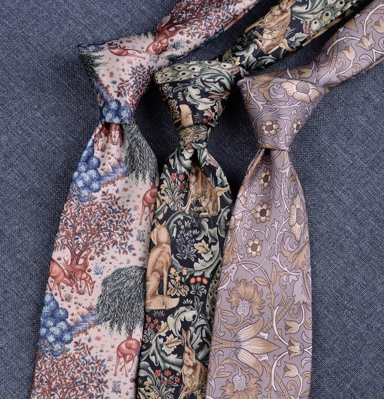 Fashion 8CM Wdith Brown Neckties Vintage Retro Flower Printed Ties For Adult Mens Casual Daily Neckwear Wedding Party Cravate