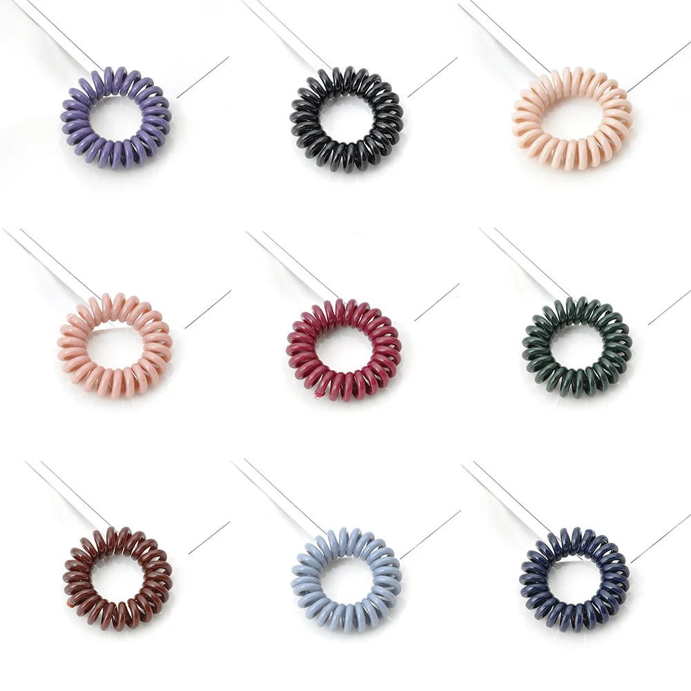 High Elasticity Telephone Coil Hairbands Women Spiral Hair Ties Girl Hair Ring Rope Solid Color Hair Accessories Ponytail Holder