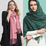 2024 Fashion Winter Women Scarf Thin Shawls and Wraps Lady Solid Female Hijab Stoles Long Cashmere Pashmina Foulard Head Scarves