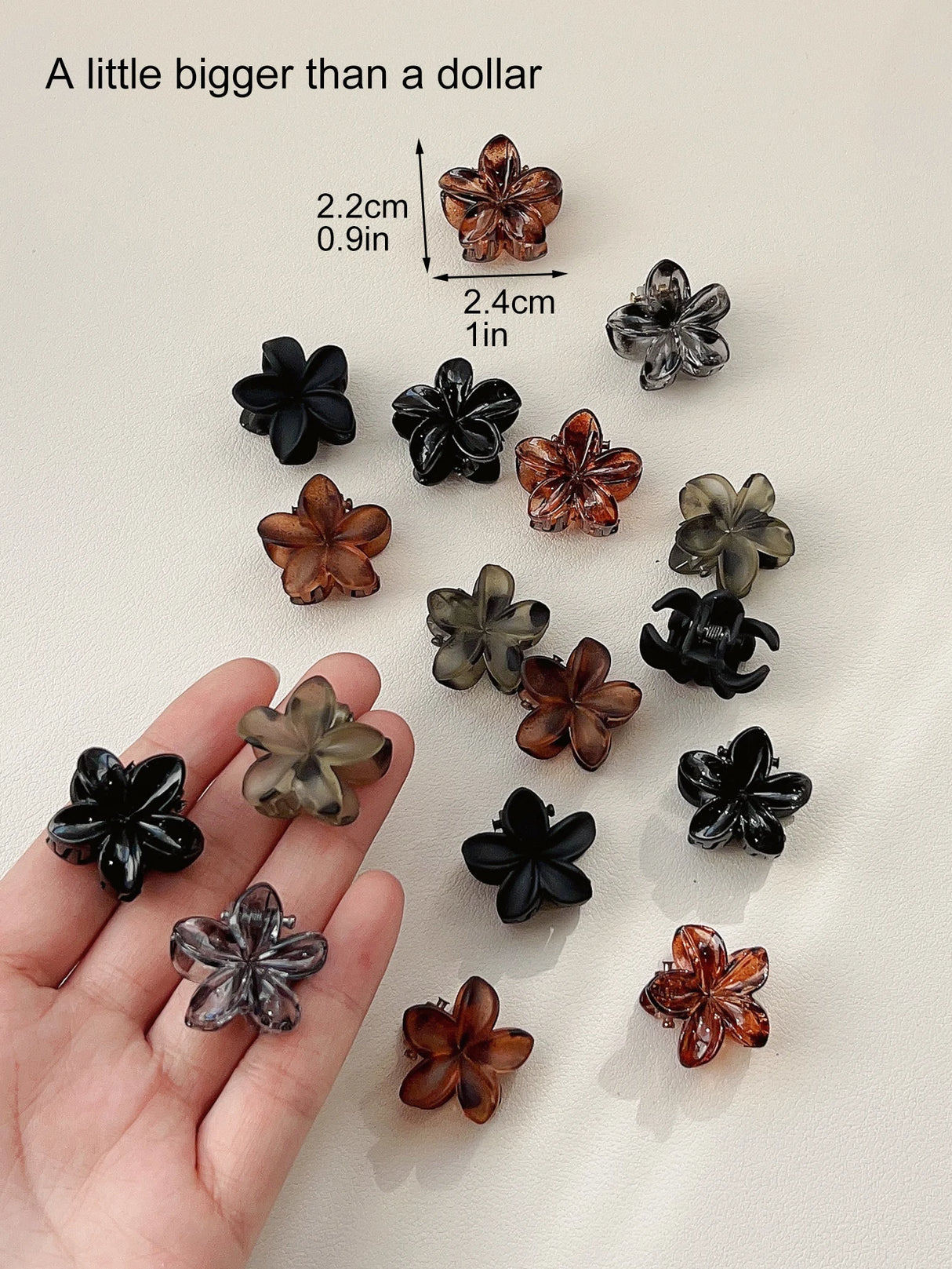 Mini Flower Hair Clips Pack for Women - Creaseless Styling Claw Clips for Bangs and Tiny Hair Styling