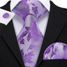 Barry.Wang Purple Silk Mens Tie Hanky Cufflinks Set Lilac Lavender Mauve Violet Jacquard Necktie For Male Wedding Business Party