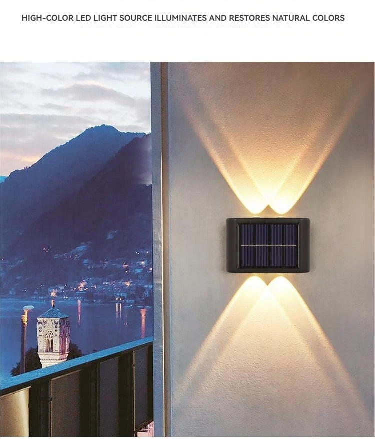 Courtyard Wall Decorative Lights Household Outdoor Lighting Luminaires Solar Convex Mirror Up And Down Light Wall Lamps