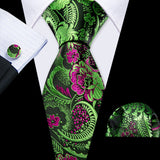 Black Gold Pink Men Wedding Neck Tie Silm Floral Silk Necktie Jacquard Pocket Square Cufflinks Sets Business Party Barry.Wang