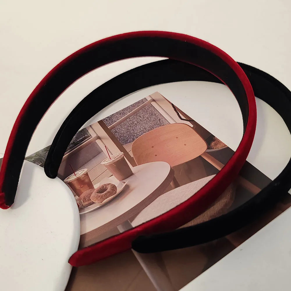 2pc European and American Red Black Velvet Headband Women Girls Hair Bands Elegant Hairband for Holiday Party Hair Accessories