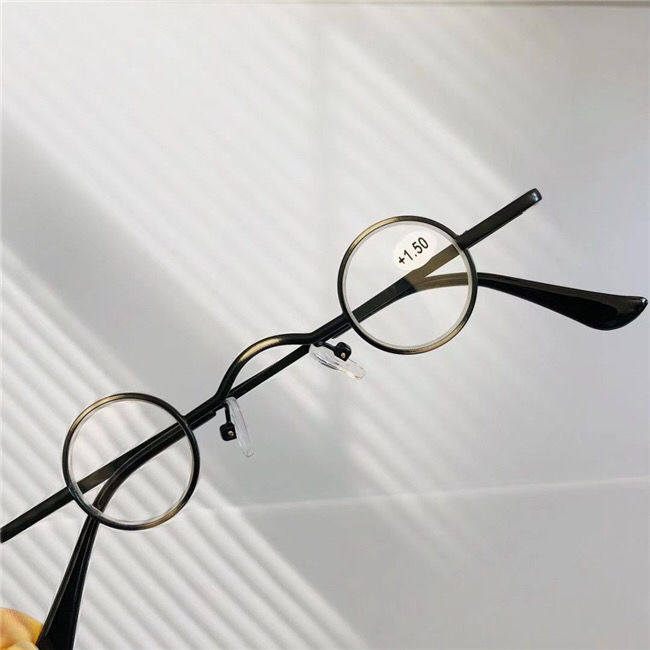 cubojue small round reading glasses +100 +150 +200 +250 +300 glass lens narrow nerd spectacles eyeglasses frames