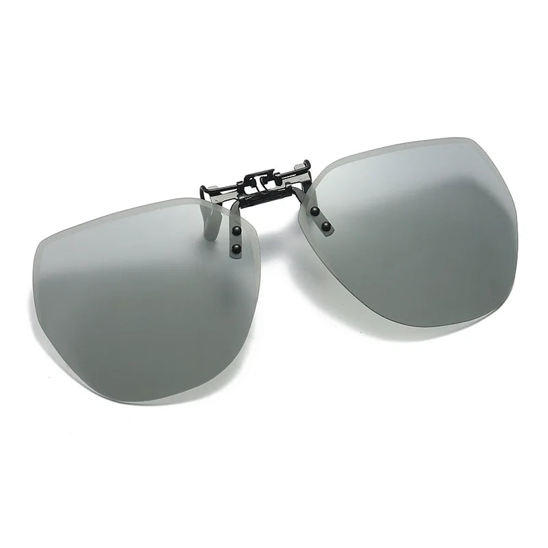Oversized Polarized Clip-on Sunglasses Men Frameless Filter UV400 Protection Polygon Eyewear Clip Lens Sun Glasses