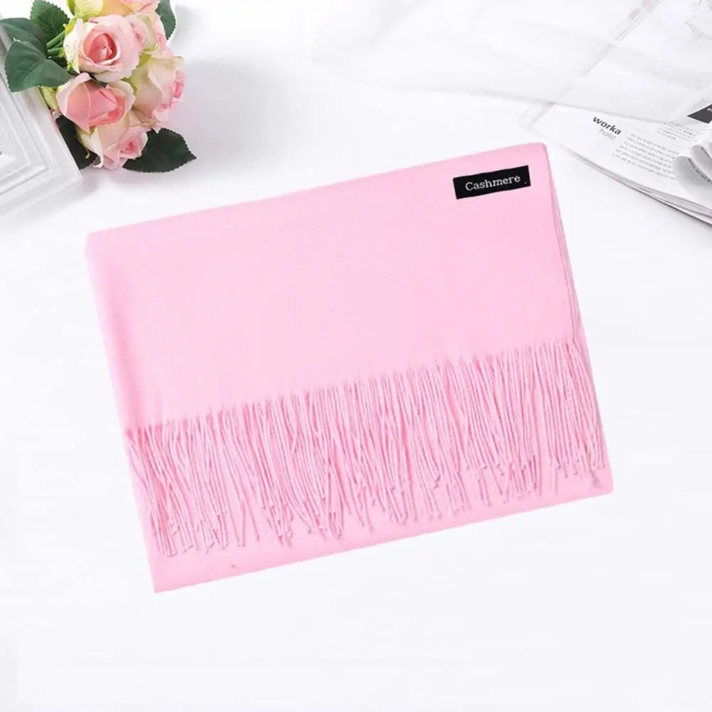 Soft Cashmere Scarf Fashion Tassel Wool Scarves Pure Color Shawl Korean Style Head Scarf Winter Neck Scarves Students