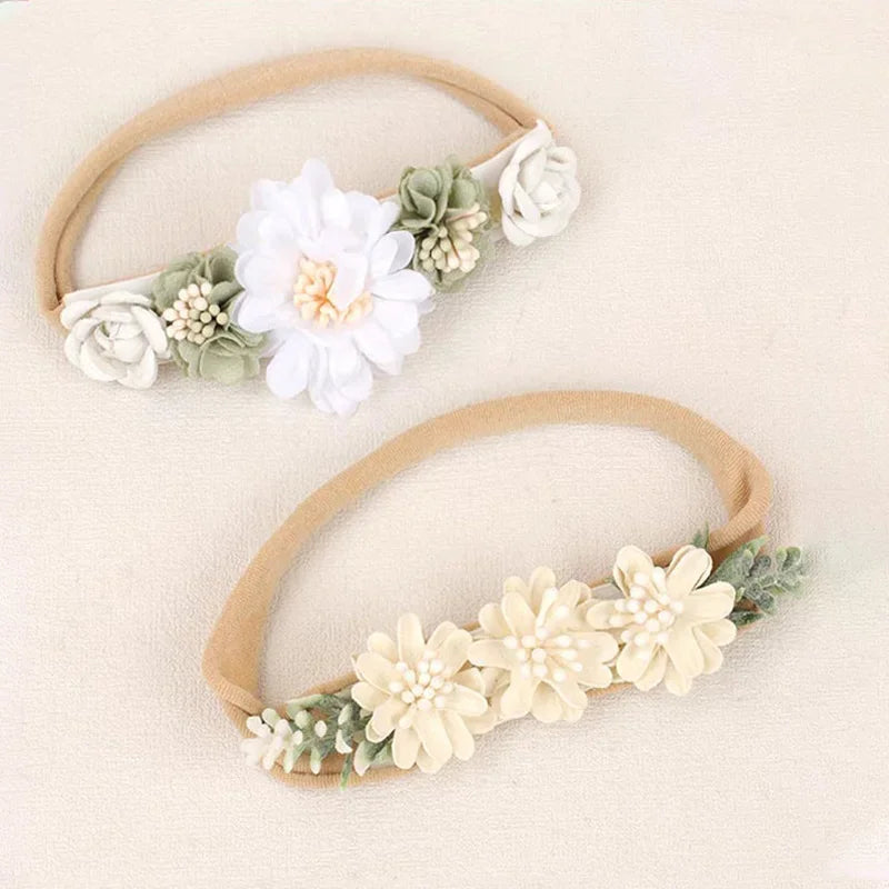 Baby Headband Flowers For Girls Cute Elastic Floral Hair Bands Newborn Toddler Headwear Nylon Headbands Kids Hair Accessories
