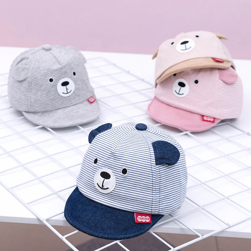 Baby Bear Baseball Cap New Spring Summer Cute Cartoon Solid Sunhat Boys Girls Cotton Snapback Caps Kid Hip Hop Fishing Hat 3-12M