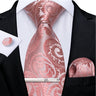 Pink Striped Floral Solid Paisley 8cm Silk Men's Tie Set Handkerchief Cufflinks Wedding Business Prom Accessories Tie Cravat