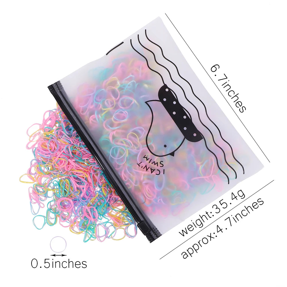 500/1000/2000pcs Girls Black Disposable Rubber Band Hair Ties Headband Children Ponytail Holder Bands Kids Hair Accessories