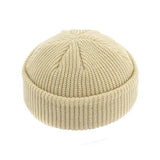 Unisex Autumn Warm Cap New Fashion Men's Beanie Winter Knit Hat Boy Skullcap Sailor Cap Cuffs Retro Navy Short Hat Solid Color