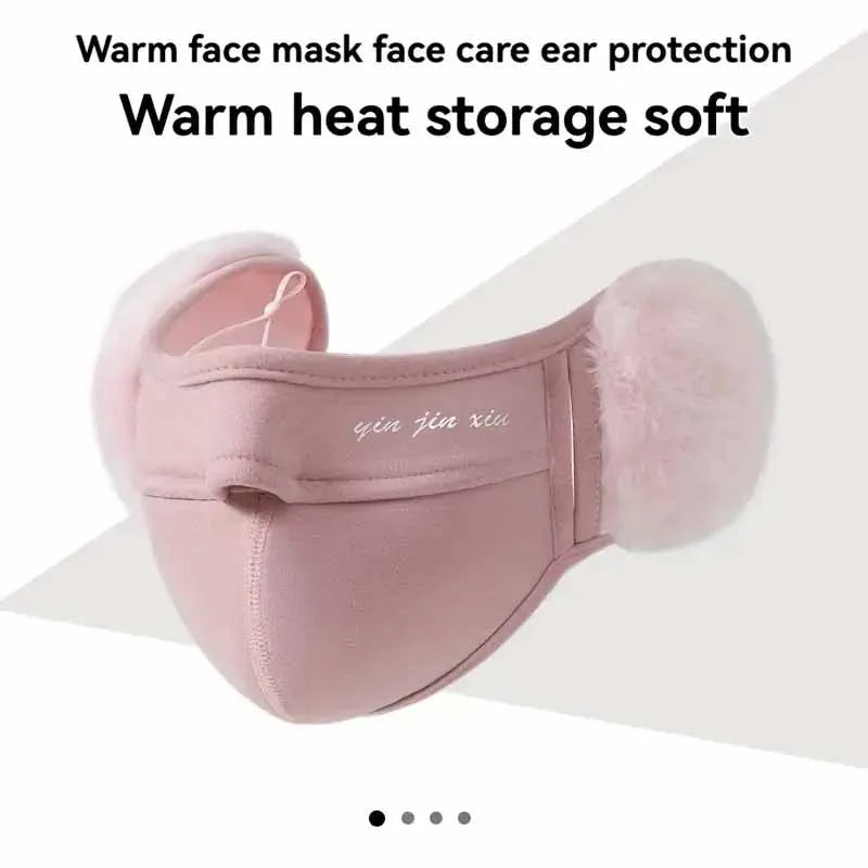 2-piece set of winter outdoor warm ear protection masks for men and women elastic anti cold and windproof plush masks