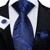 2023 New Blue Ties for Men Luxury Paisley Striped Check Silk Polyester Men's Wedding Party Necktie Accessories Handkerchief Gift