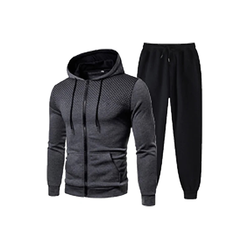 2023 Autumn and Winter New European and American Solid Color Fleece Sweater Pants Men's Casual Zipper Sports Hat Set
