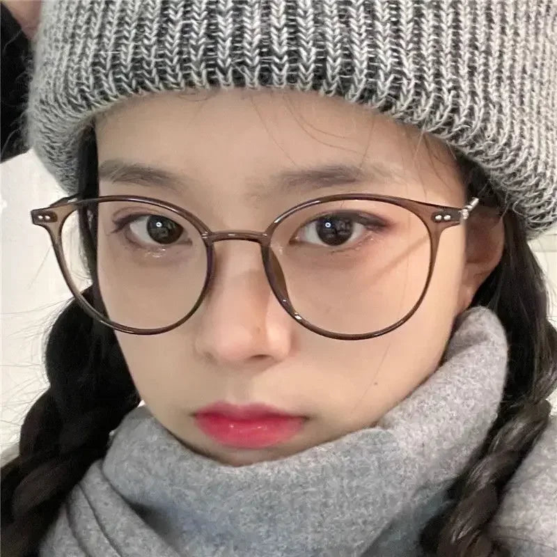 Round Blue Light Blocking Short Sighted Eyewear Luxury Ladies Myopia Glasses Unisex Fashion Women's Minus Sight Eyeglasses -4.0