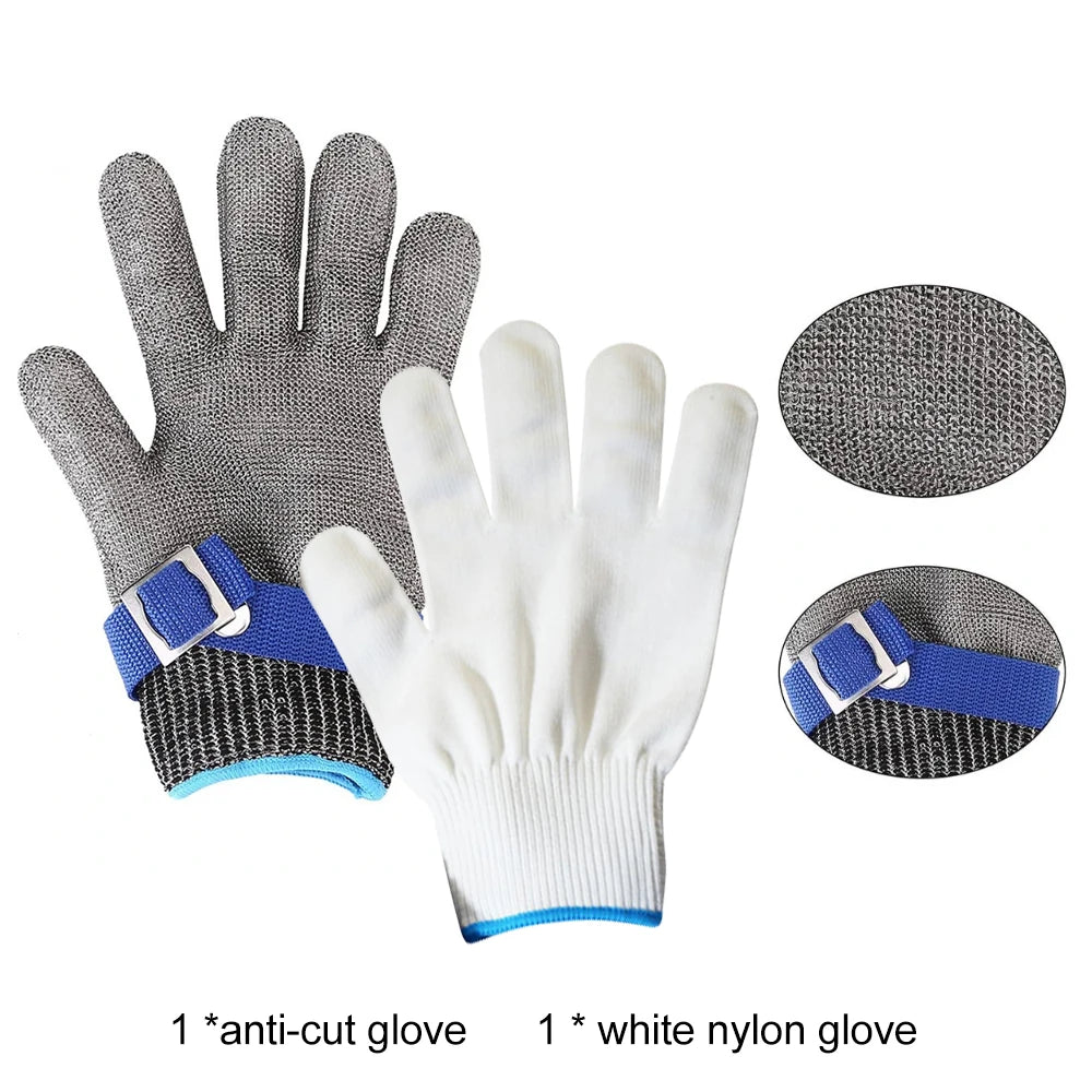 Anti-cut Gloves Stainless Steel Wire Cut-resistant Woven Safety Working Gloves Cutting Fish-killing Metal Iron Kitchen Gloves