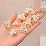 6/8/10PCS/Set Small Rhinestone Pearls Geometric Metal Hair Claws For Women Girls Sweet Mini Hair Clips Hairpins Hair Accessories