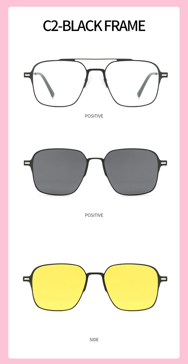 Titanium 3 In 1 New Trend Magnet Glasses Frame With Clip On Glasses Polarized Sunglasses For Men Women Optical Computer glasses