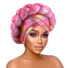 New African Colorful Laser Large Braid Turbans For Women Trendy Gradient Color Elastic Head Wraps Ramadan Chemo Hats Headscarf