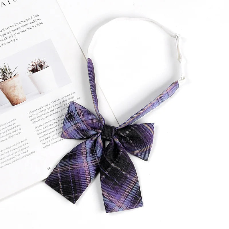 Fashion JK Bowtie Women College Student Collar Tie Cotton Plaid Bowknot Lolita Girls Adjustable Butterfly Anime Cosplay Cravat