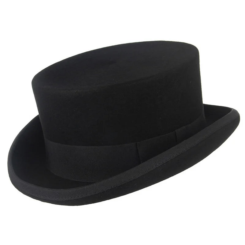 Men top hat Wool Bowler Hat Derby Hat Autumn Winter Vintage British Style Jazz Cap Presidential Hat 11 cm high magician hat