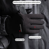 Men Windproof Motorcycle Gloves Outdoor Sports Ski Running Touch Screen Thin Style Fleece Gloves Non-Slip Warm Full Fingers