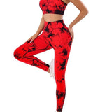 Tie-dye yoga clothing set, sports bra, intimates, yoga pants, non-falling sports tights, peach butt lifting line