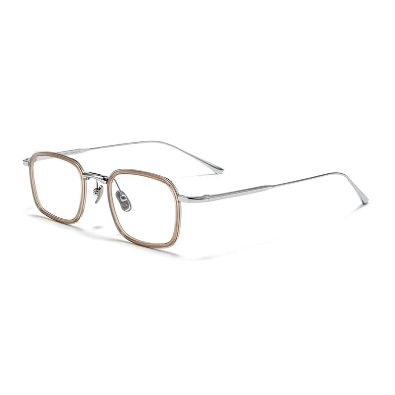 TFTB Retro All Pure Titanium Men's Glasses Luxury Square Small Framework Ultralight Optical Prescription Eyeglasses Frame 142mm