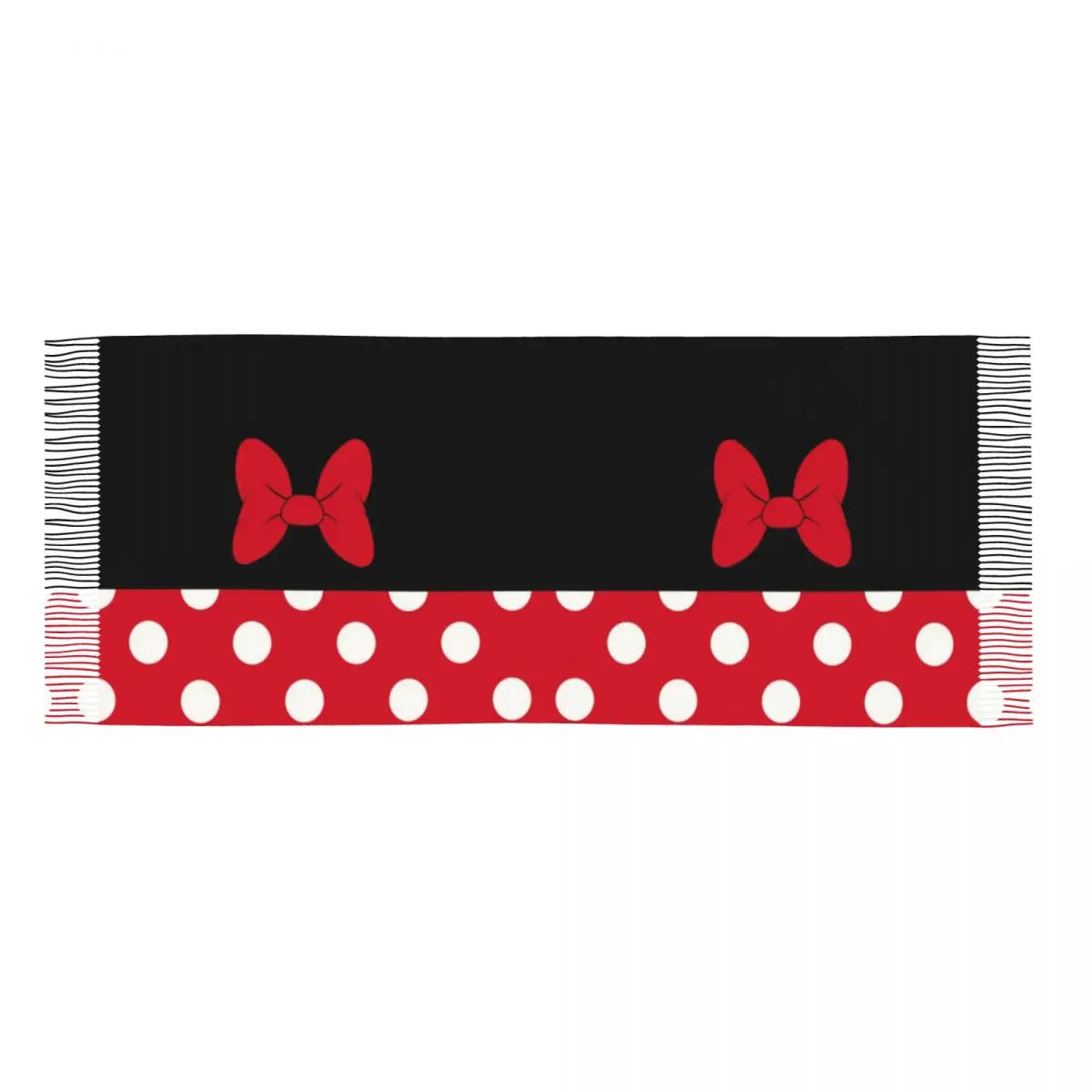 Cartoon Minnie Scarf Wrap for Women Long Winter Warm Tassel Shawl Unisex Animated Polkadots Scarves