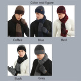 Women and Men Warm suit Knitted Neck Warmer Touch Screen Gloves Hat Scarf Gloves Set Winter Warm Beanie Cap Thick woolen hat