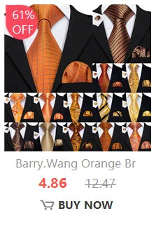 Barry.Wang Pink Silk Mens Tie Hanky Cufflinks Set Peach Salmon Rouge Rose Jacquard Necktie For Male Wedding Party Business Event