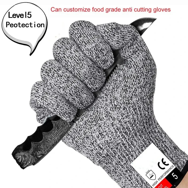 A Pair Anti Cut Proof Gloves Hot Sale Grey Black Anti Cut Level 5 Safety Work Gloves Glass Cutting Safety Protection