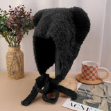 Fashion Women Beanies Caps Winter Warm Cute Bear Ear Hats Casual Plush Hat for Women Girls Earmuff Ear Protection Windproof Caps