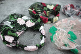 New Wide Headband for Women Ethnic Embroidery Flower Mesh Wide Edge Headbands Hibiscus Mutabilis Lace Bandaba Turban Headwear