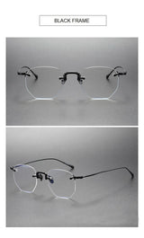 EYELUYAN Prescription Glasses 1.61 MR-8 Anti Radiation Aspheric Lens Myopia Optical Rimless Eyeglasses Pure Titanium Frame