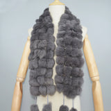 2024 Winter Women Genuine Fur Scarf Real Rex Rabbit fur Balls Scarves Russian Cute Female Fashion Warm Fur Scarf Colourful