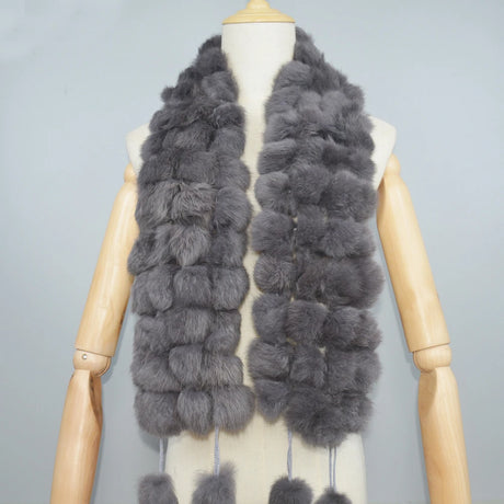 2024 Winter Women Genuine Fur Scarf Real Rex Rabbit fur Balls Scarves Russian Cute Female Fashion Warm Fur Scarf Colourful