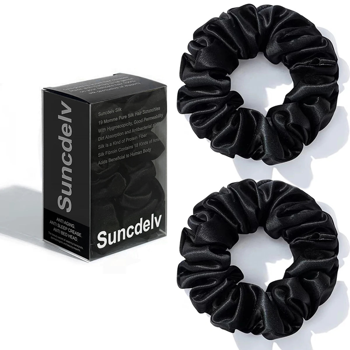 2PCS 3.5CM Mulberry Silk Scrunchies Women Grils Hair Ties for Hair Sleep No Damage Hairband Curly Hair Elastics Ponytail Holder