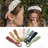 Braided Rope Headwrap Small Daisy Elastic Hair Band Turban Women Hair Scarf Crochet Bandana Macrame Hair Band Bohemian Headband