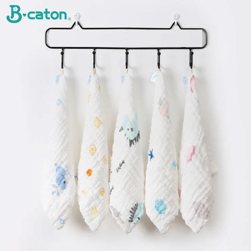 5PCS Baby Bath Towel 100% Cotton Muslin Squares 6 Layers Gauze Kid Facecloth Face Wash Wipe Hand Soft Newborn Stuff Handkerchief