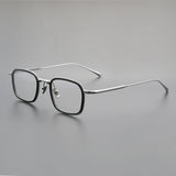 TFTB Retro All Pure Titanium Men's Glasses Luxury Square Small Framework Ultralight Optical Prescription Eyeglasses Frame 142mm