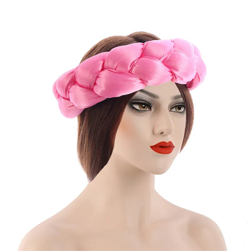 2025 Latest Satin Twist Braids Headband Elastic Headwear African Cap Nigerian Wedding Gele Women Turban Bandana Bandage Wrap Hat