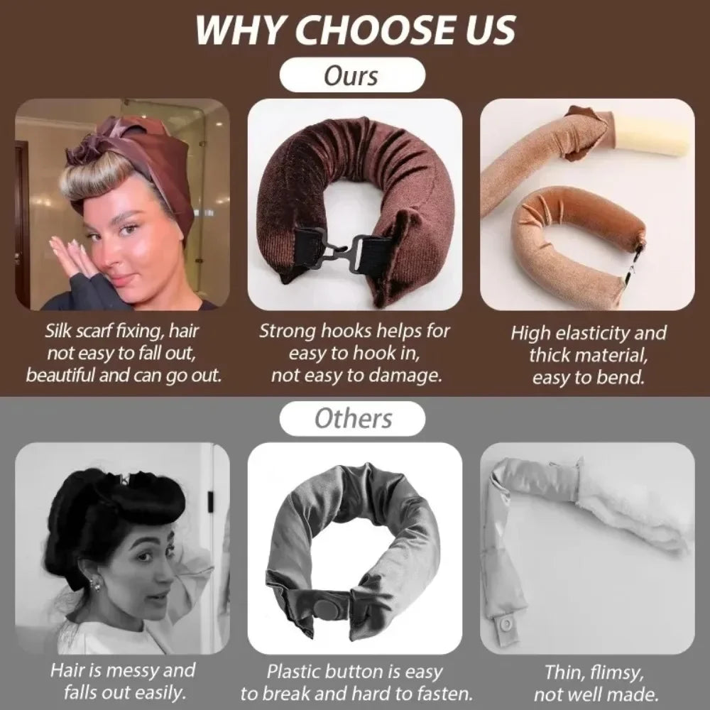 Heatless Hair Curler Satin Sleeping Cap Set No Heat Hair Rollers Curling Rod Headband Soft Curlers Lazy Curls Bonnet Night Hat