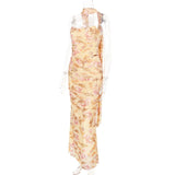 Suninheart Elegant 2 Pieces Dress Set with Scarf Women Fashion Matching Sets Sexy Cropped Top and Long Dress Set Casual Dress