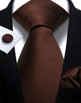 Corbata de marca de moda hecha a mano, sólida, con pañuelo y gemelos, para hombre, corbata, traje, camisa, accesorios de boda, regalos para hombre.